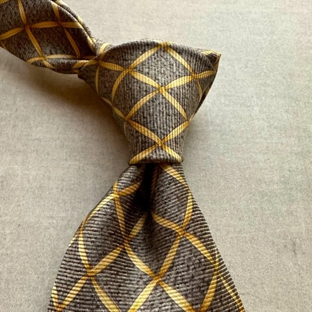 BVLGARI Grey-Green & Gold Seven Fold Tie